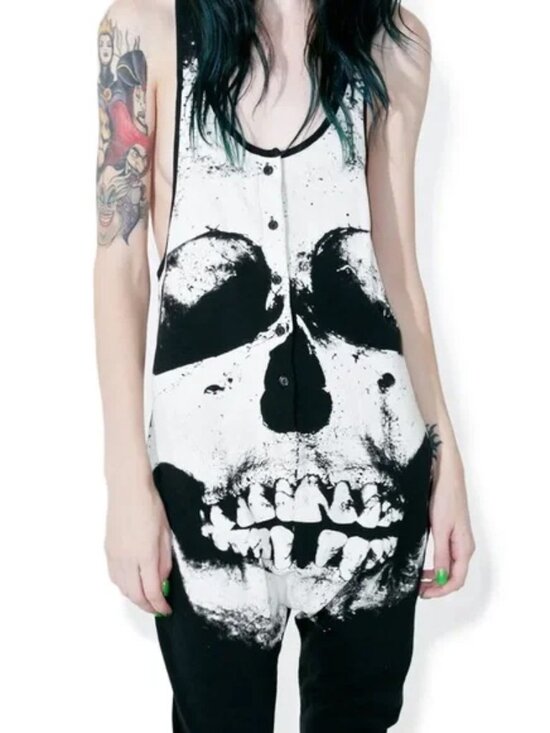 Iron Fist Other - Iron Fist Loose Tooth Skull Romper L Pajamas Loungewear